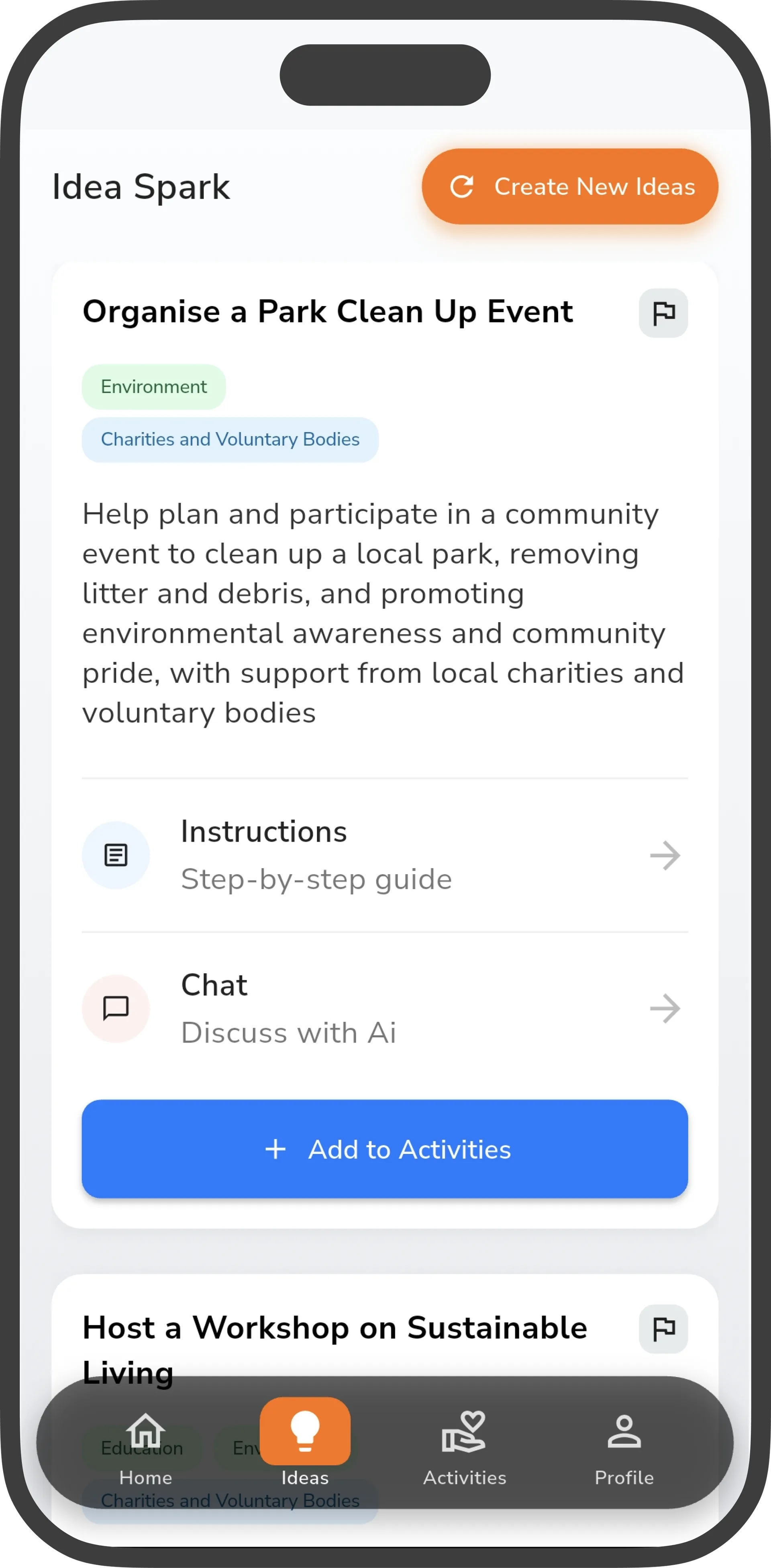 Impactful app AI-powered volunteer action suggestions