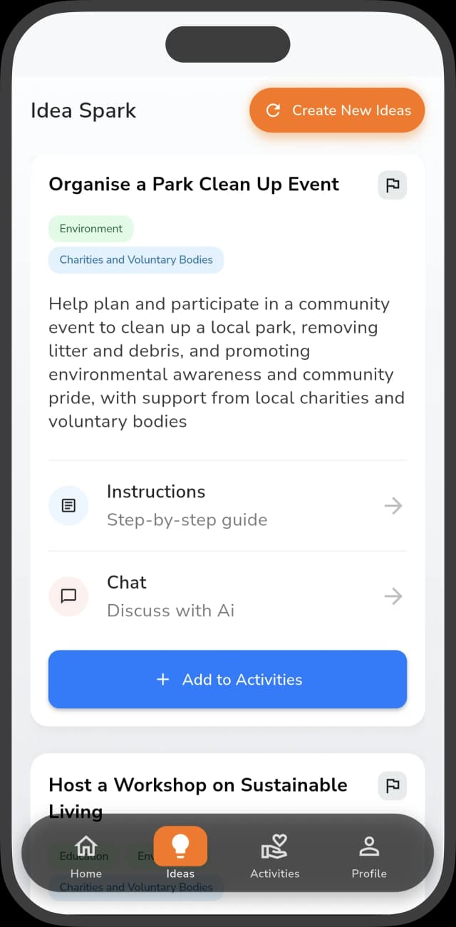 Impactful app AI-powered personalised volunteer suggestions
